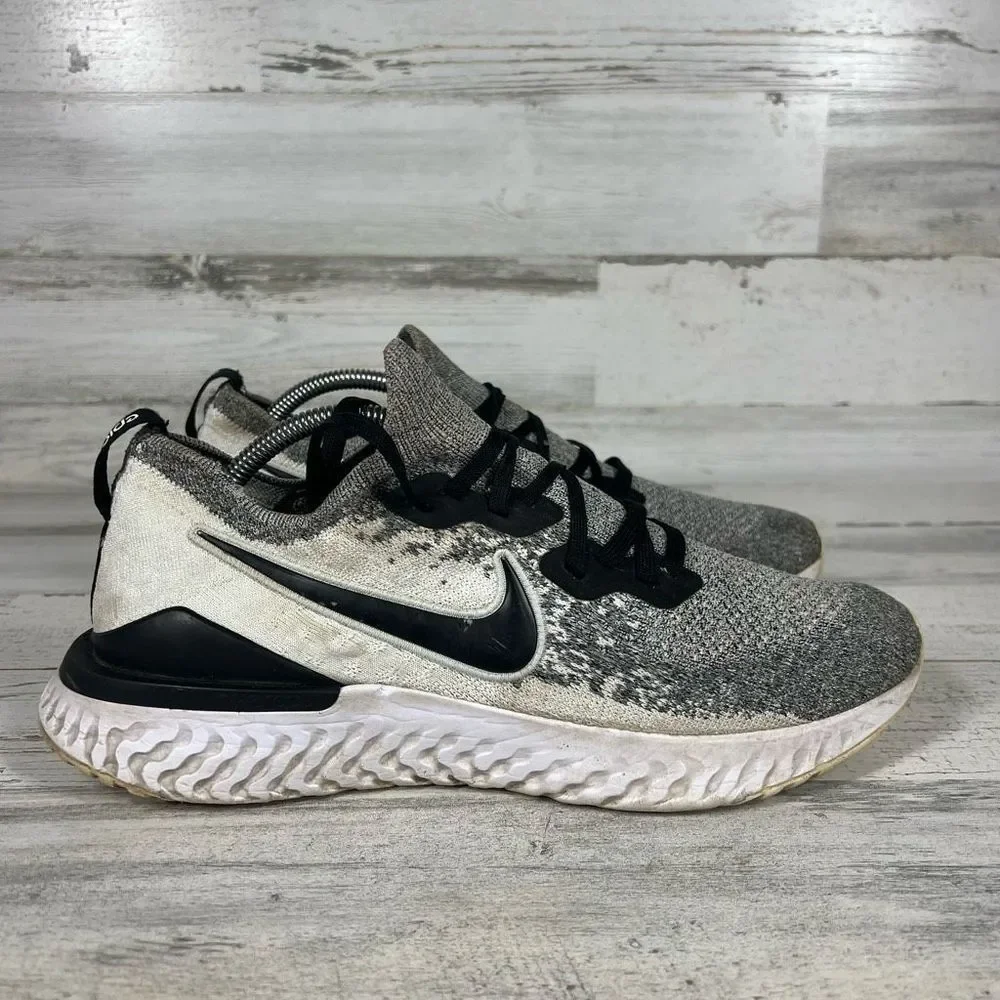 Nike Mens Epic React FlyKnit Running Shoes Oreo White Athletic Sneakers US 10.5